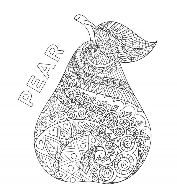 Flower pear antistress coloring page
